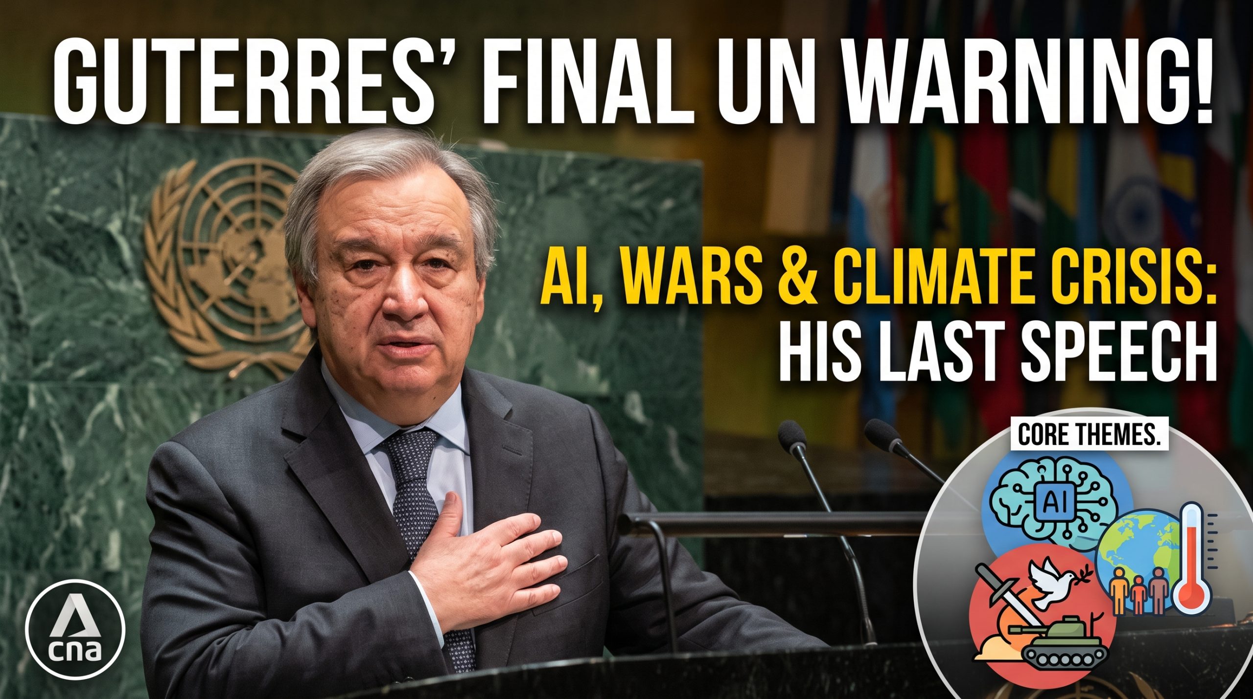 UN Chief Guterres Urges Action on AI, Climate, and Peace in Final General Assembly Address