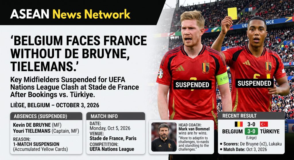 Belgium to Face France Without De Bruyne and Tielemans